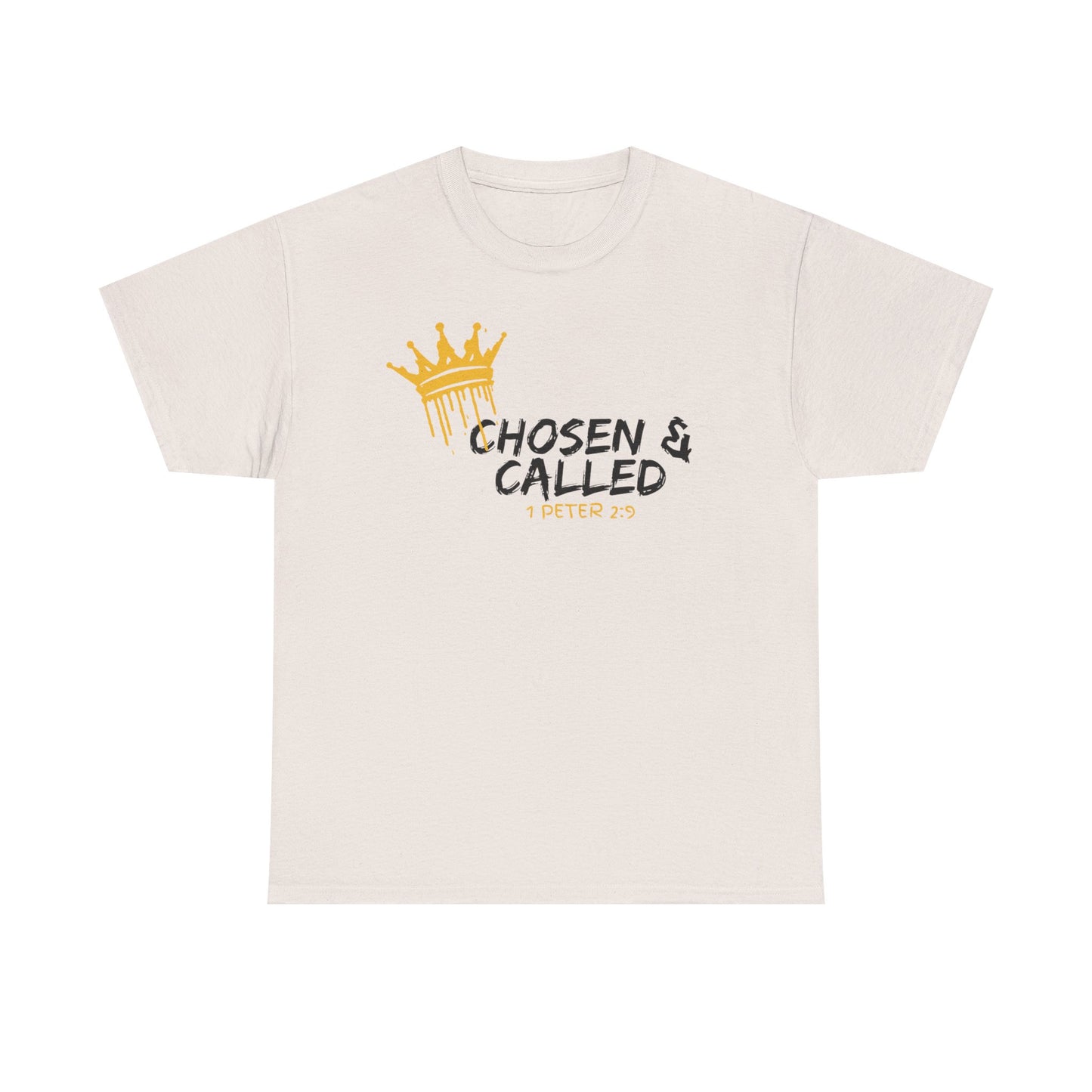 Unisex Heavy Cotton Tee - 'Chosen & Called' Crown Design - Inspirational Christian Apparel