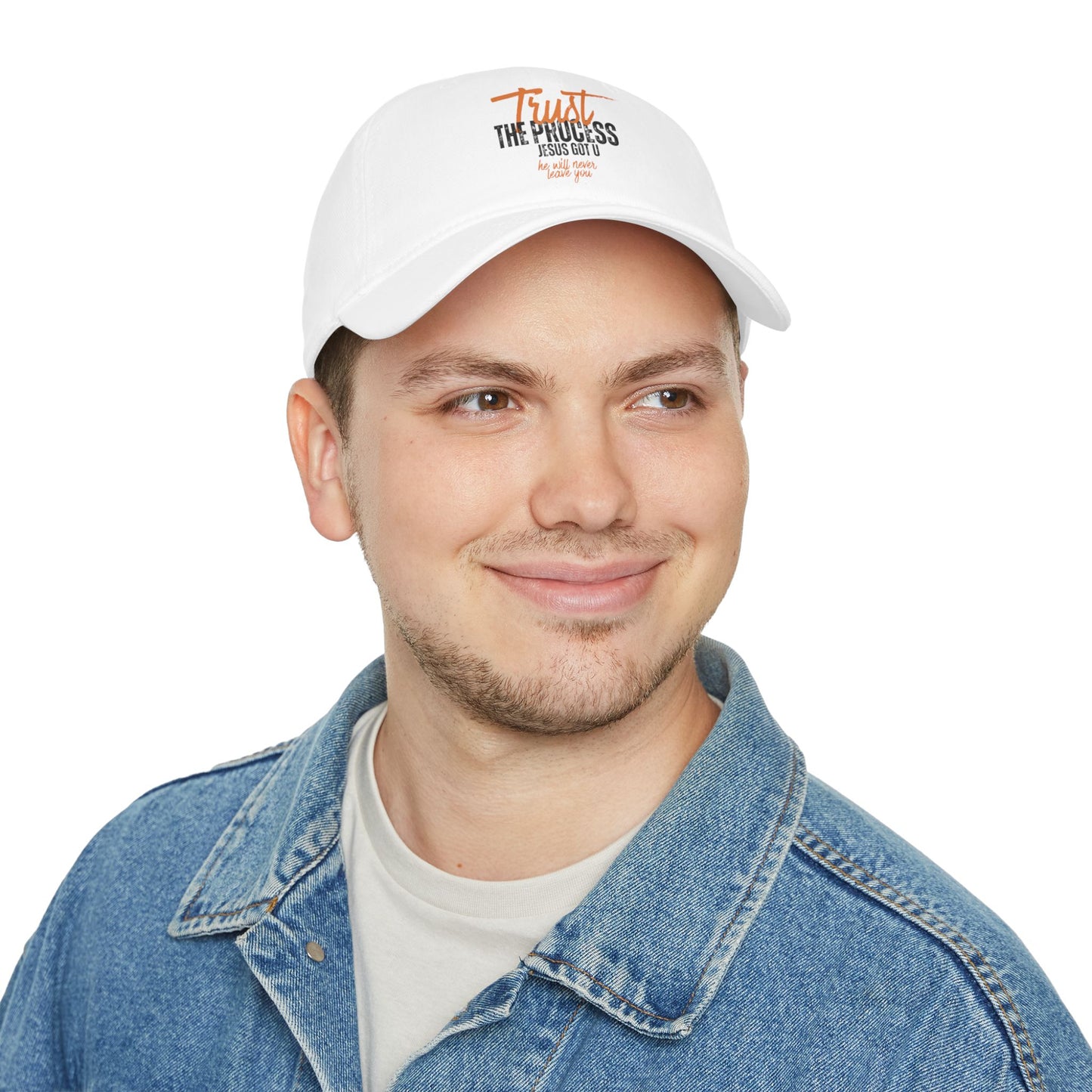 Red Low Profile Baseball Cap - "Trust the Process, Jesus Got You" Inspirational Hat