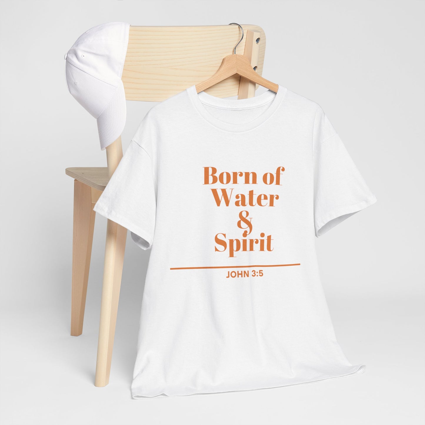 Inspirational Unisex Heavy Cotton Tee - "Born of Water & Spirit" - Faith-Based Apparel