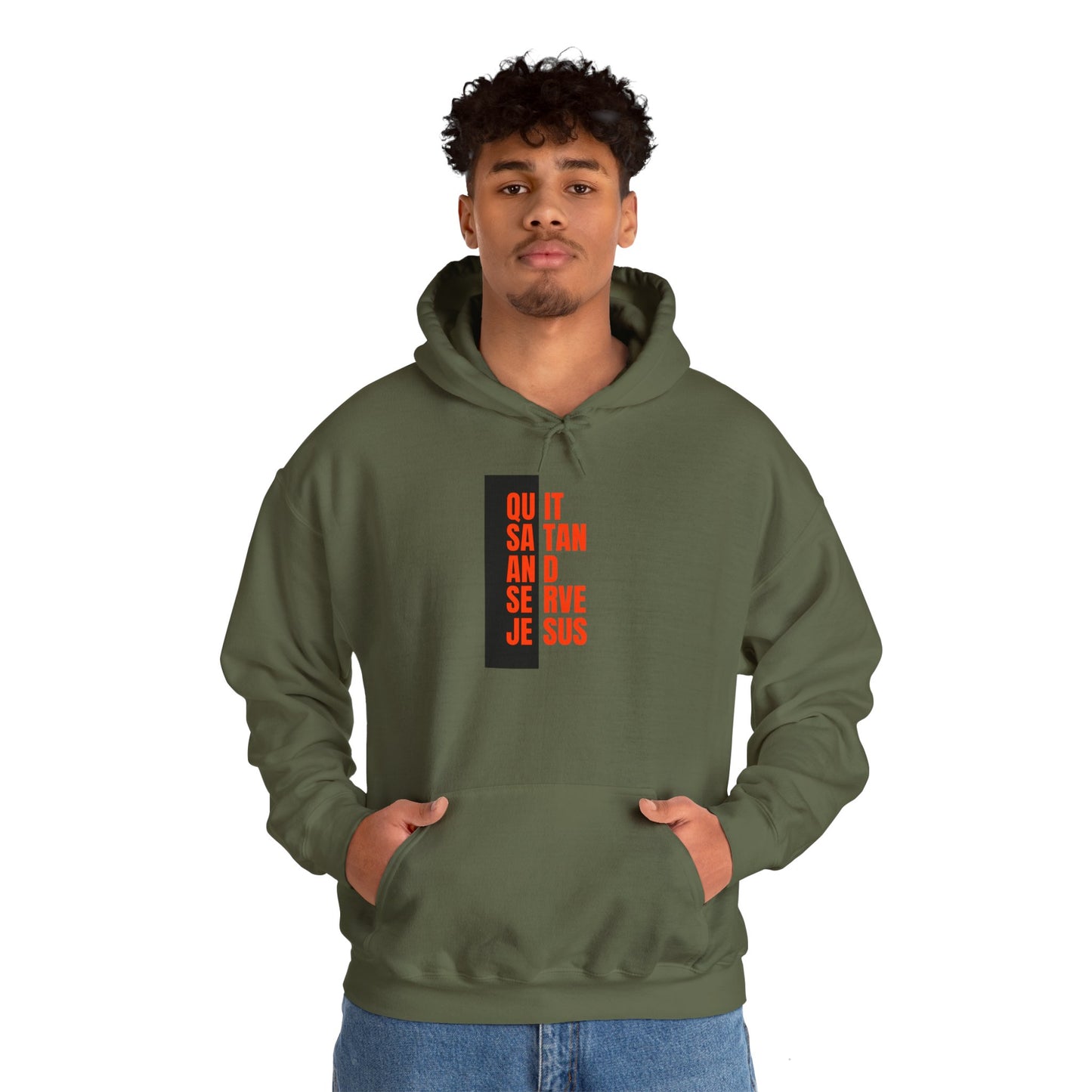 Unisex Hooded Sweatshirt - "Quit Satan and Serve Jesus" Motivational Design