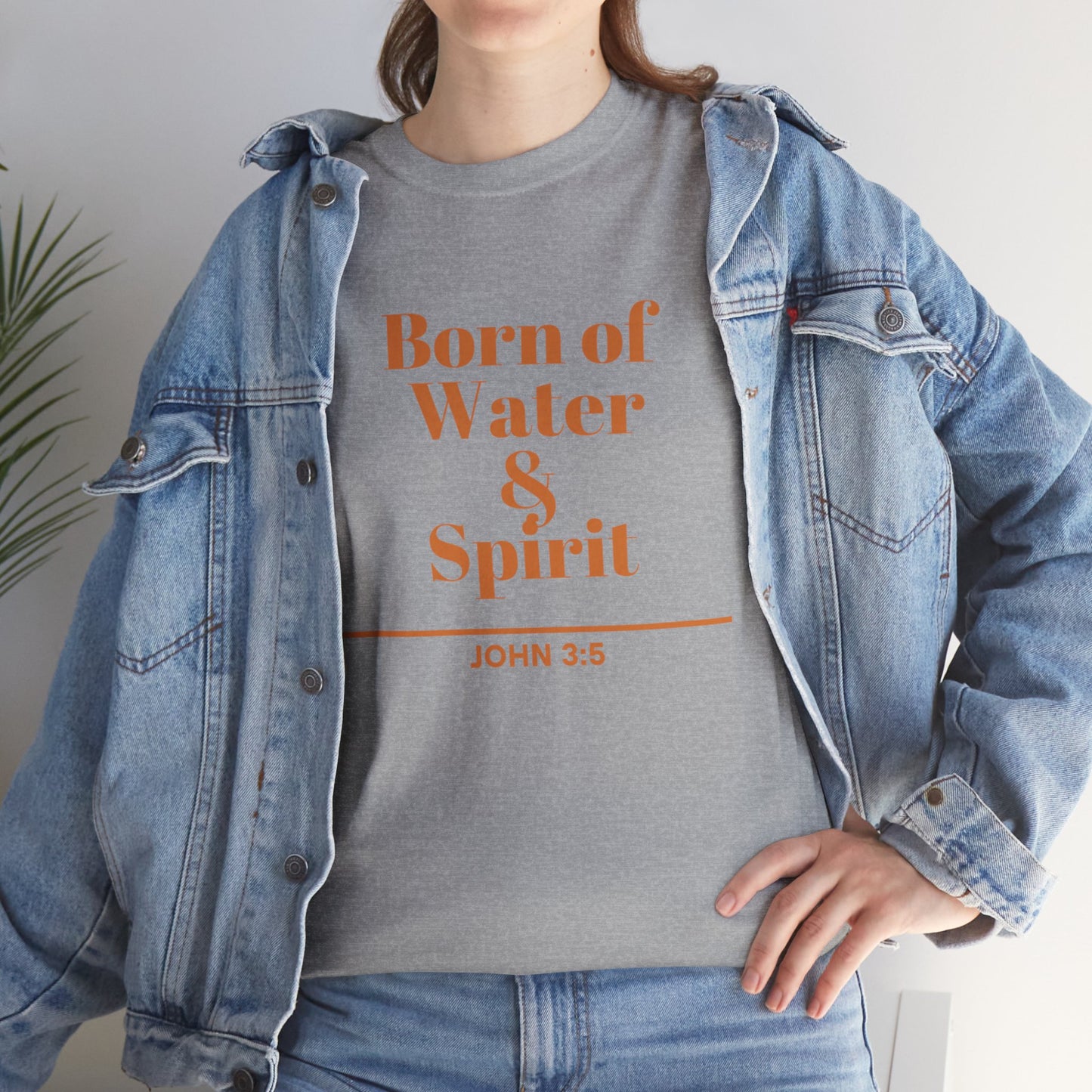 Inspirational Unisex Heavy Cotton Tee - "Born of Water & Spirit" - Faith-Based Apparel