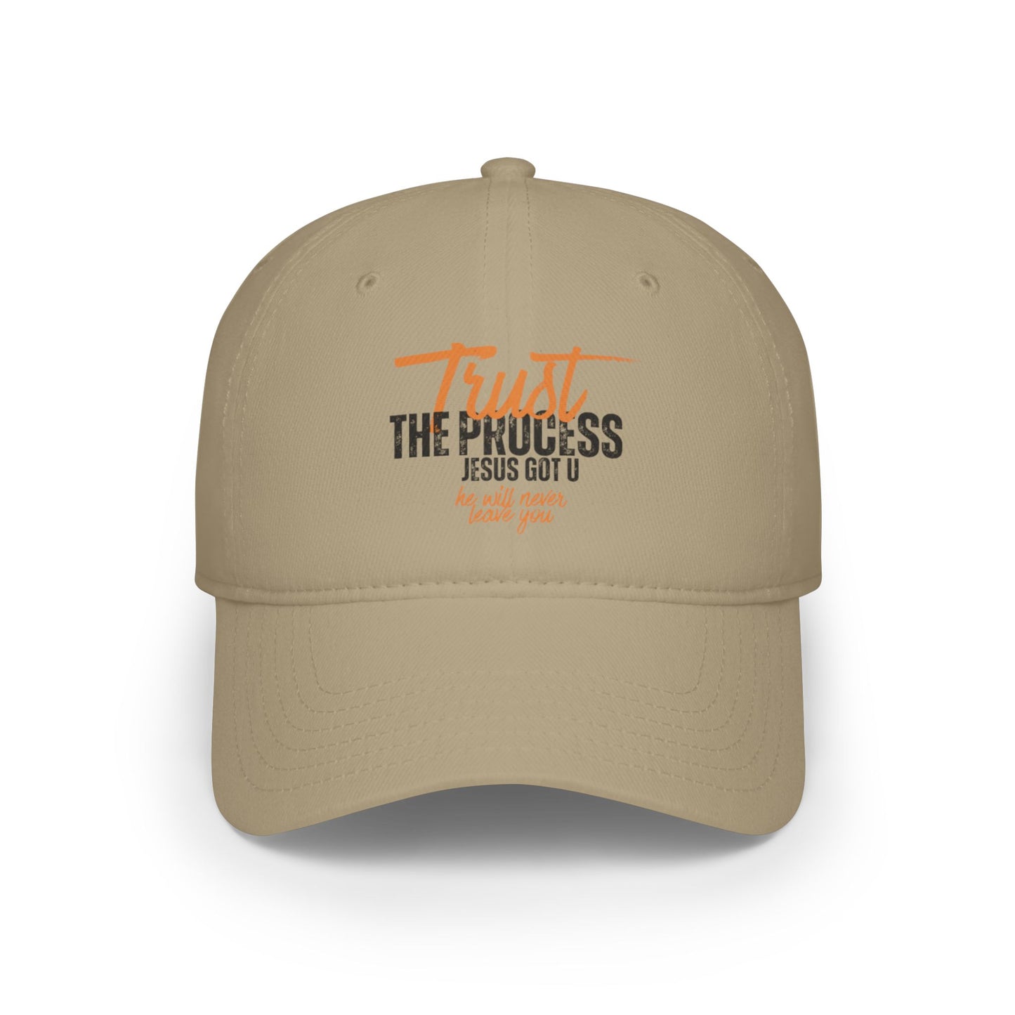 Red Low Profile Baseball Cap - "Trust the Process, Jesus Got You" Inspirational Hat