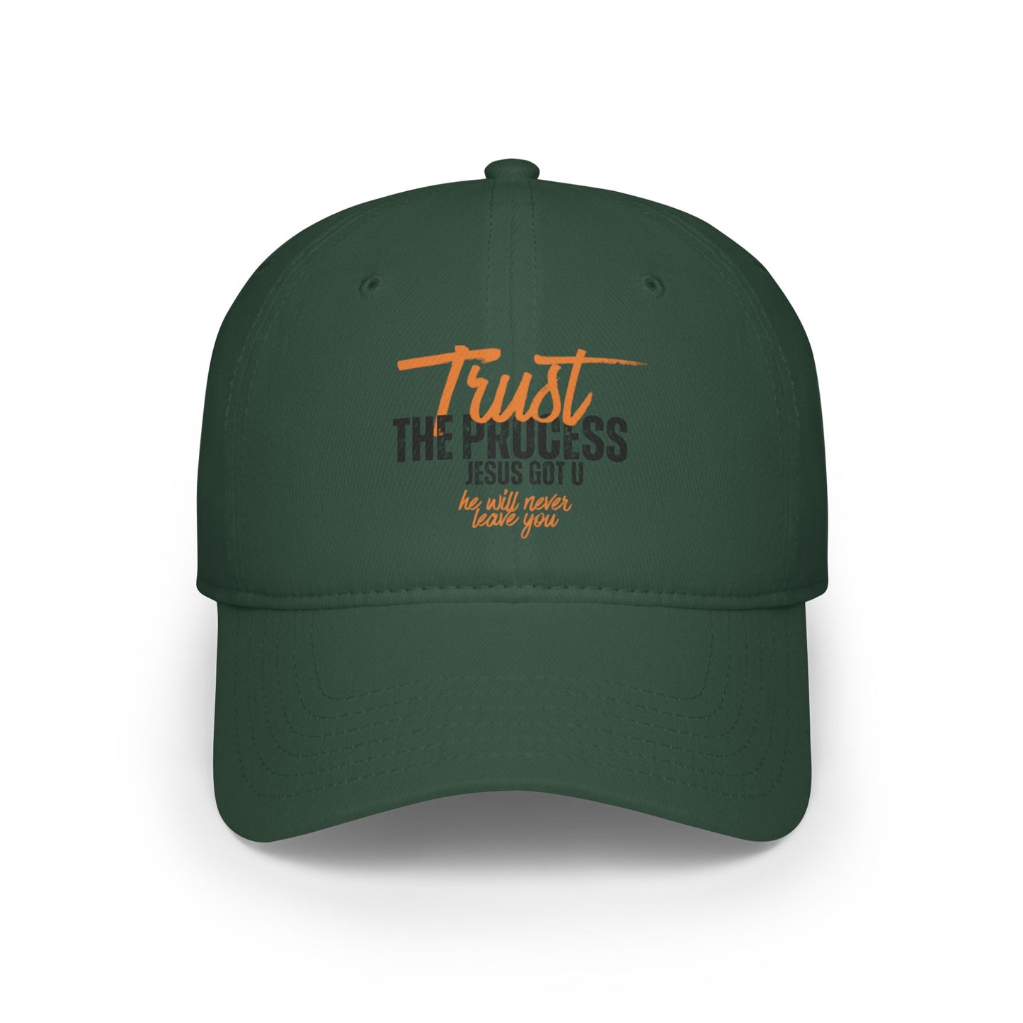 Red Low Profile Baseball Cap - "Trust the Process, Jesus Got You" Inspirational Hat