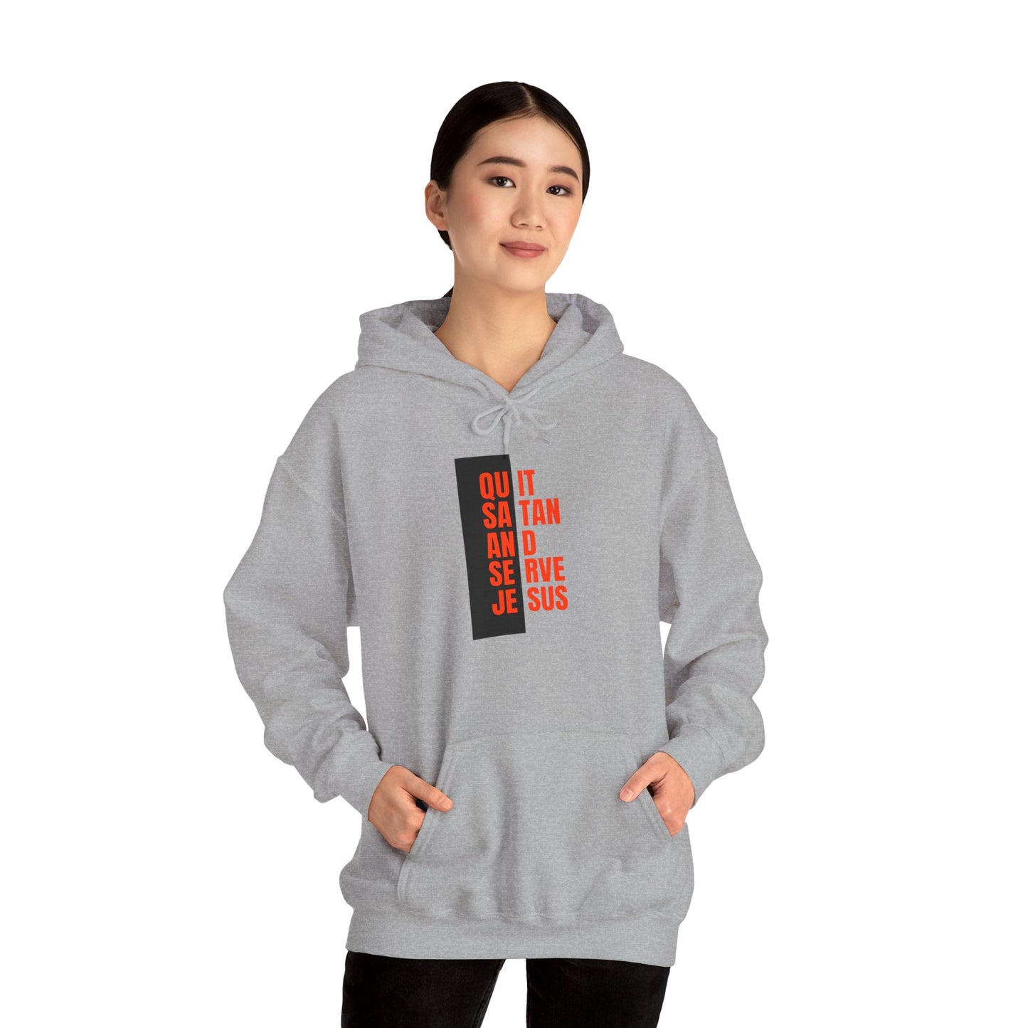 Unisex Hooded Sweatshirt - "Quit Satan and Serve Jesus" Motivational Design