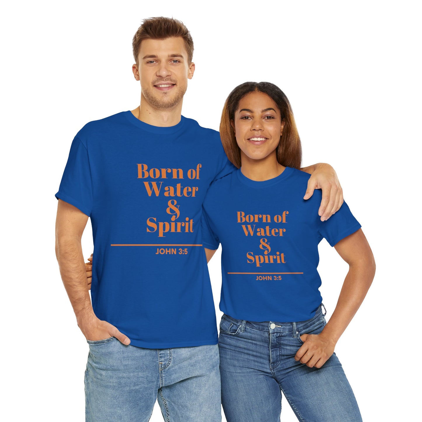 Inspirational Unisex Heavy Cotton Tee - "Born of Water & Spirit" - Faith-Based Apparel