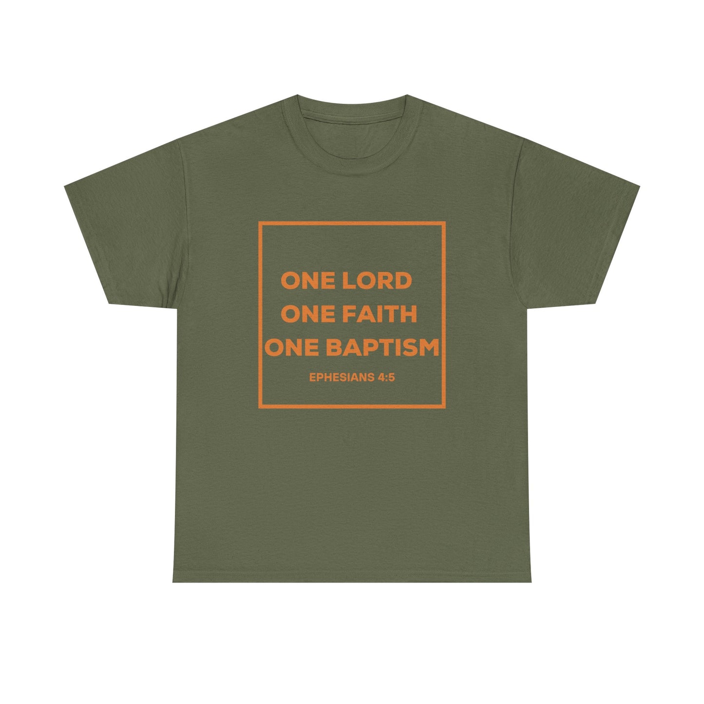 Unisex Heavy Cotton Tee - Faith Inspired Tee with 'One Lord One Faith One Baptism' Design