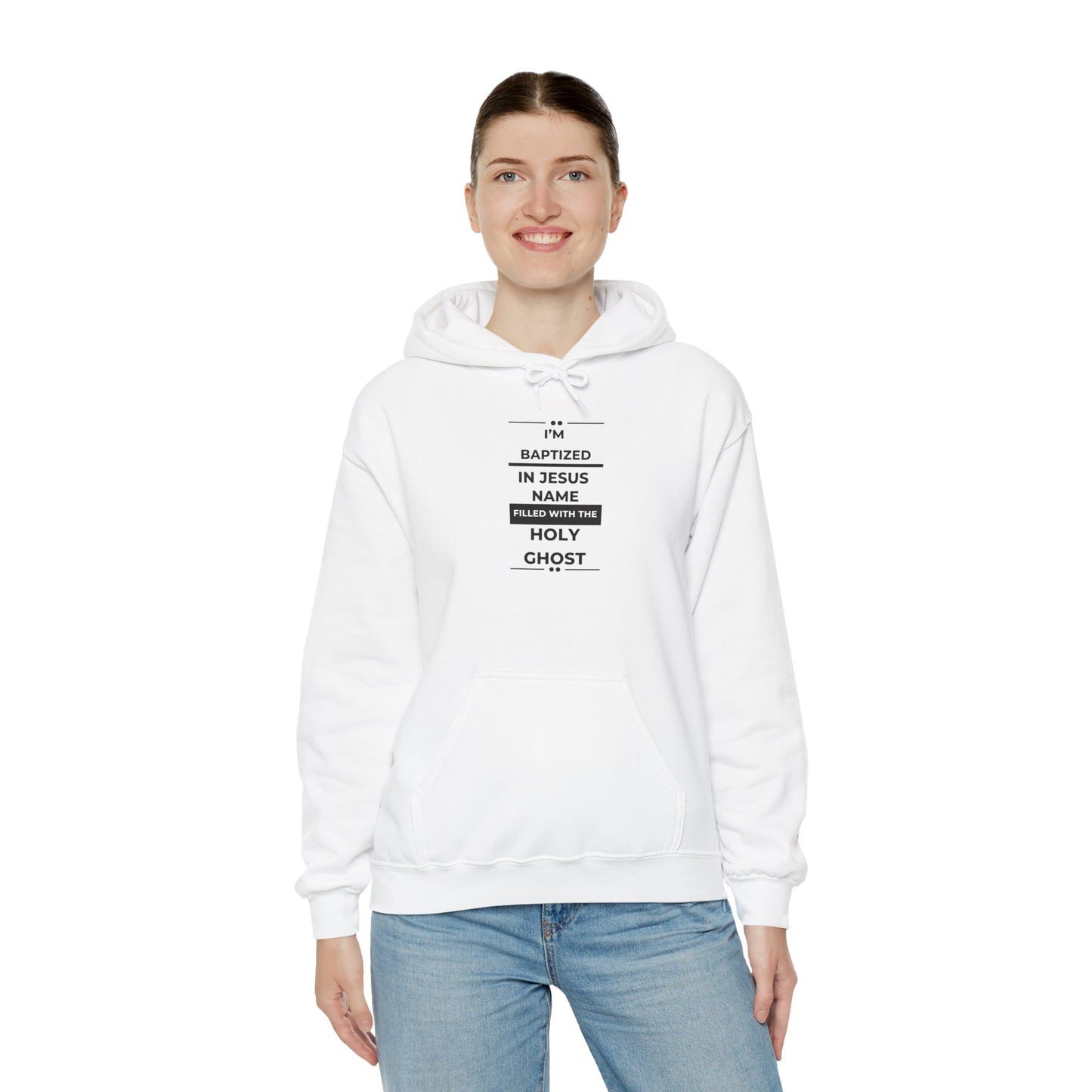 Faith-Inspired Unisex Hoodie – "Baptized in Jesus Name" Design