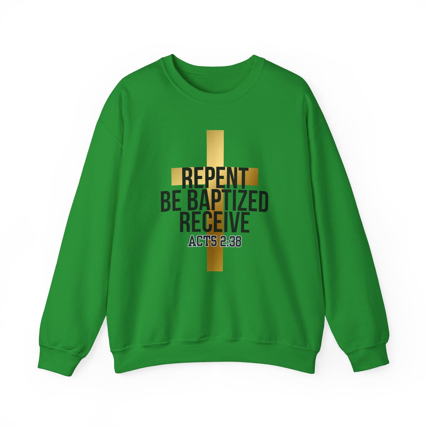 Faith-Inspired Unisex Crewneck Sweatshirt - "Repent, Be Baptized, Receive - Acts 2:38"