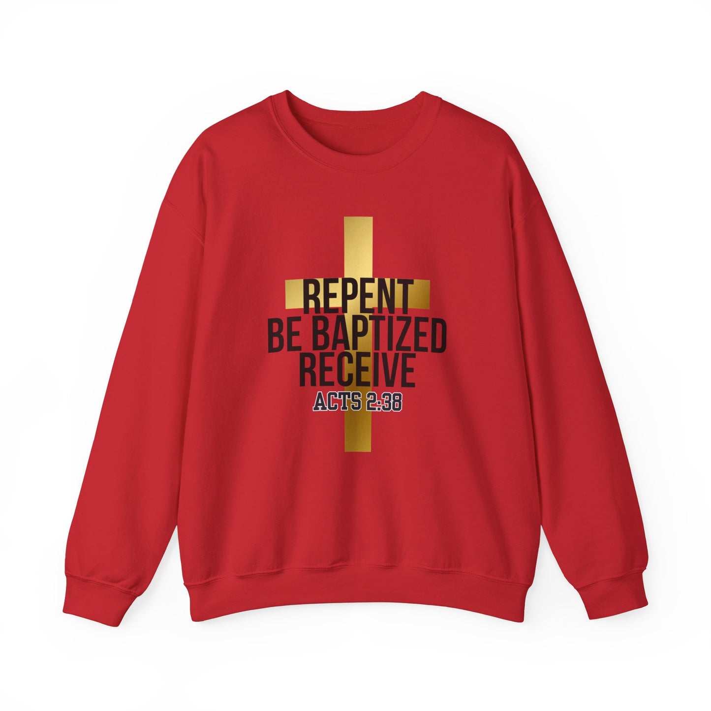 Faith-Inspired Unisex Crewneck Sweatshirt - "Repent, Be Baptized, Receive - Acts 2:38"