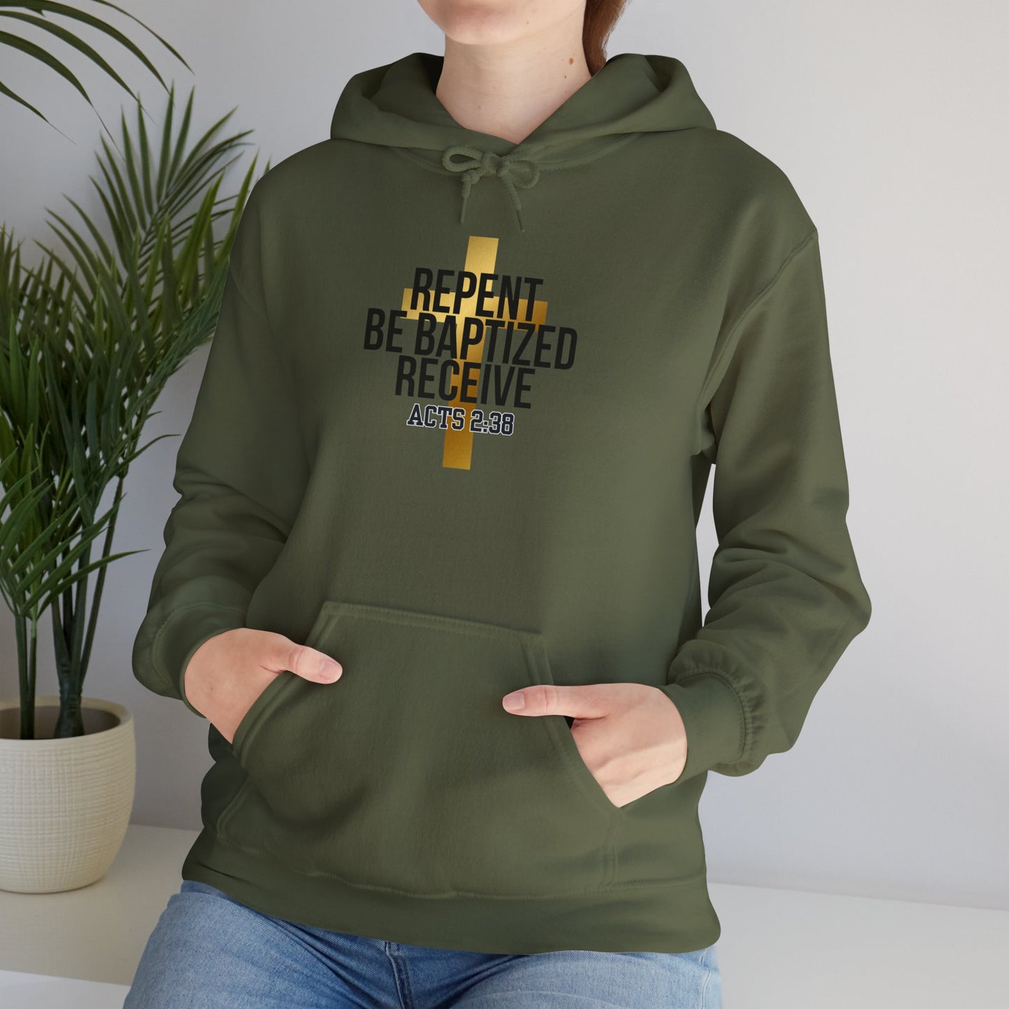 Faith-Inspired Unisex Heavy Blend™ Hooded Sweatshirt - 'Repent, Be Baptized, Receive' (Acts 2:38)