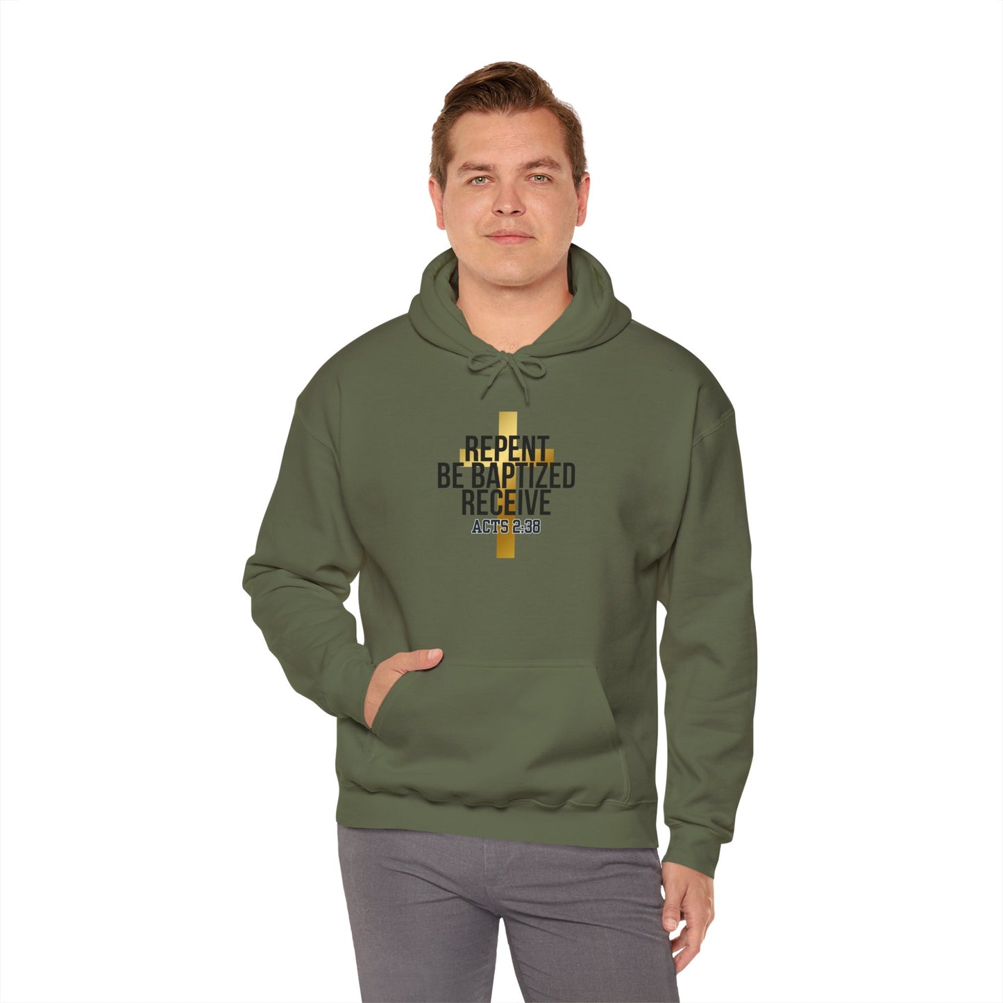 Faith-Inspired Unisex Heavy Blend™ Hooded Sweatshirt - 'Repent, Be Baptized, Receive' (Acts 2:38)