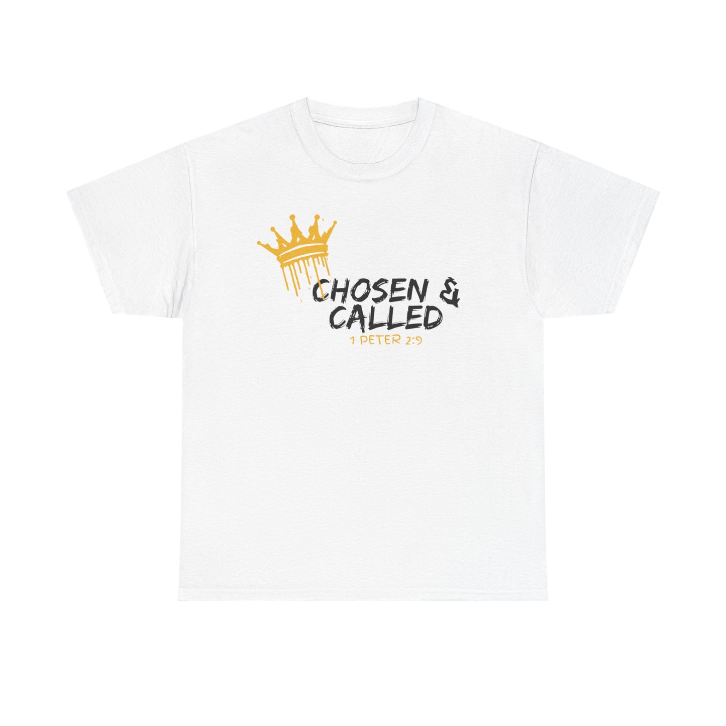 Unisex Heavy Cotton Tee - 'Chosen & Called' Crown Design - Inspirational Christian Apparel