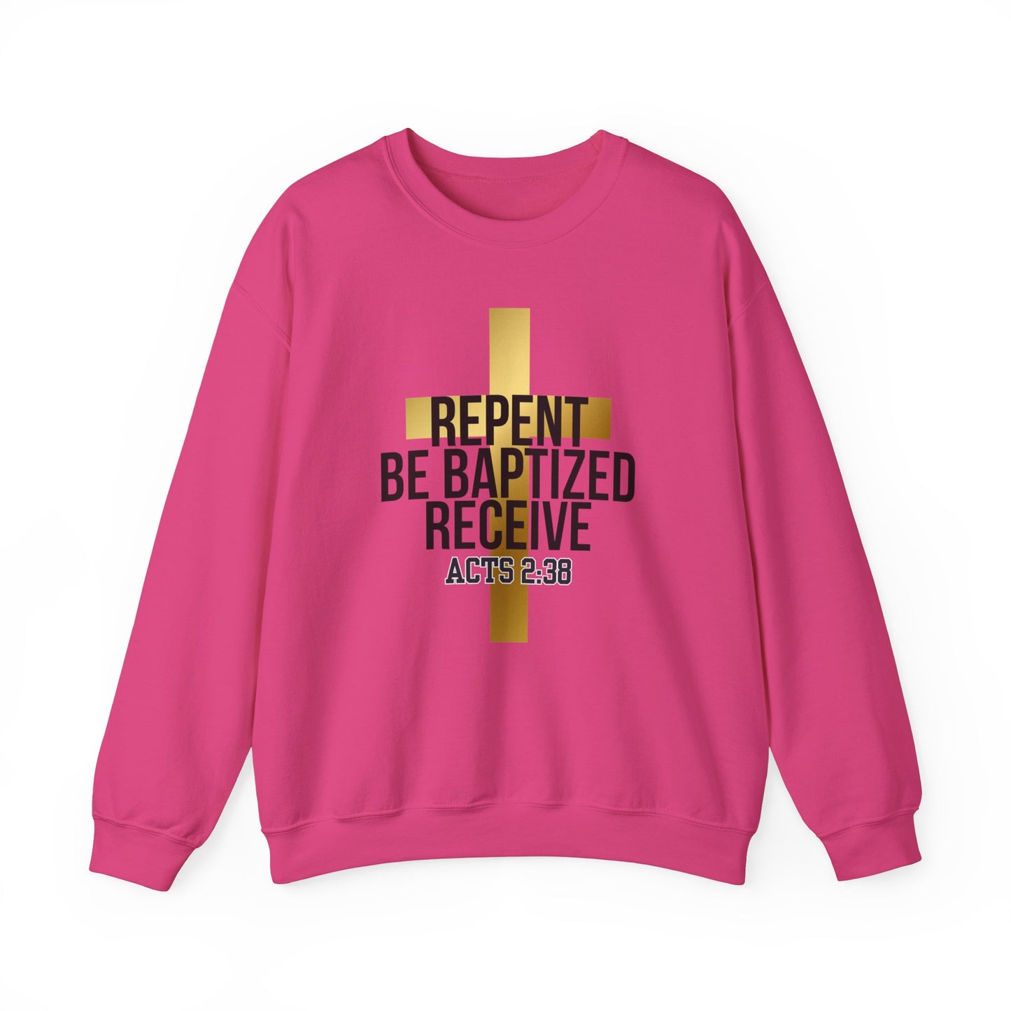 Faith-Inspired Unisex Crewneck Sweatshirt - "Repent, Be Baptized, Receive - Acts 2:38"