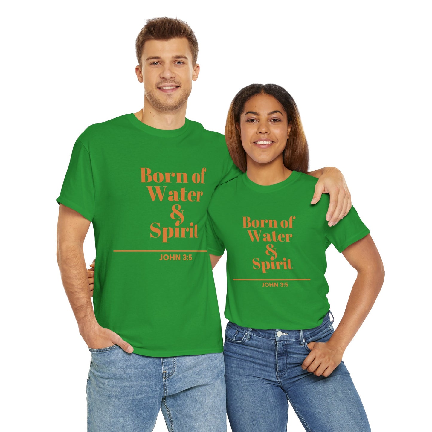 Inspirational Unisex Heavy Cotton Tee - "Born of Water & Spirit" - Faith-Based Apparel